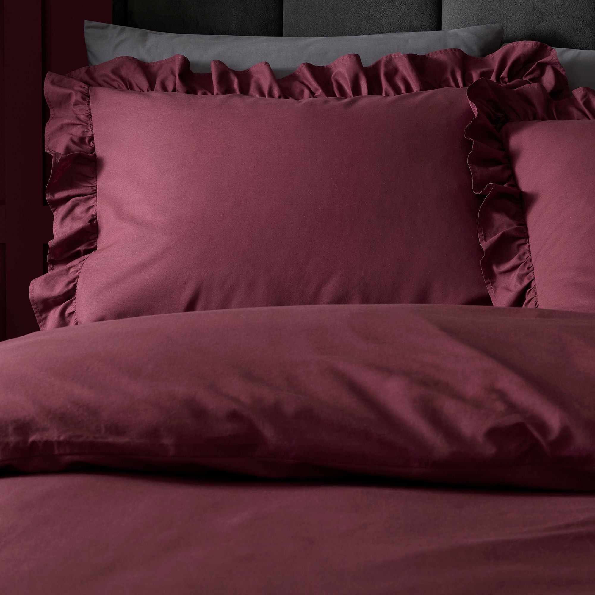 Cassia Frill Duvet Cover Set in Berry - Duvet Cover Set - Appletree