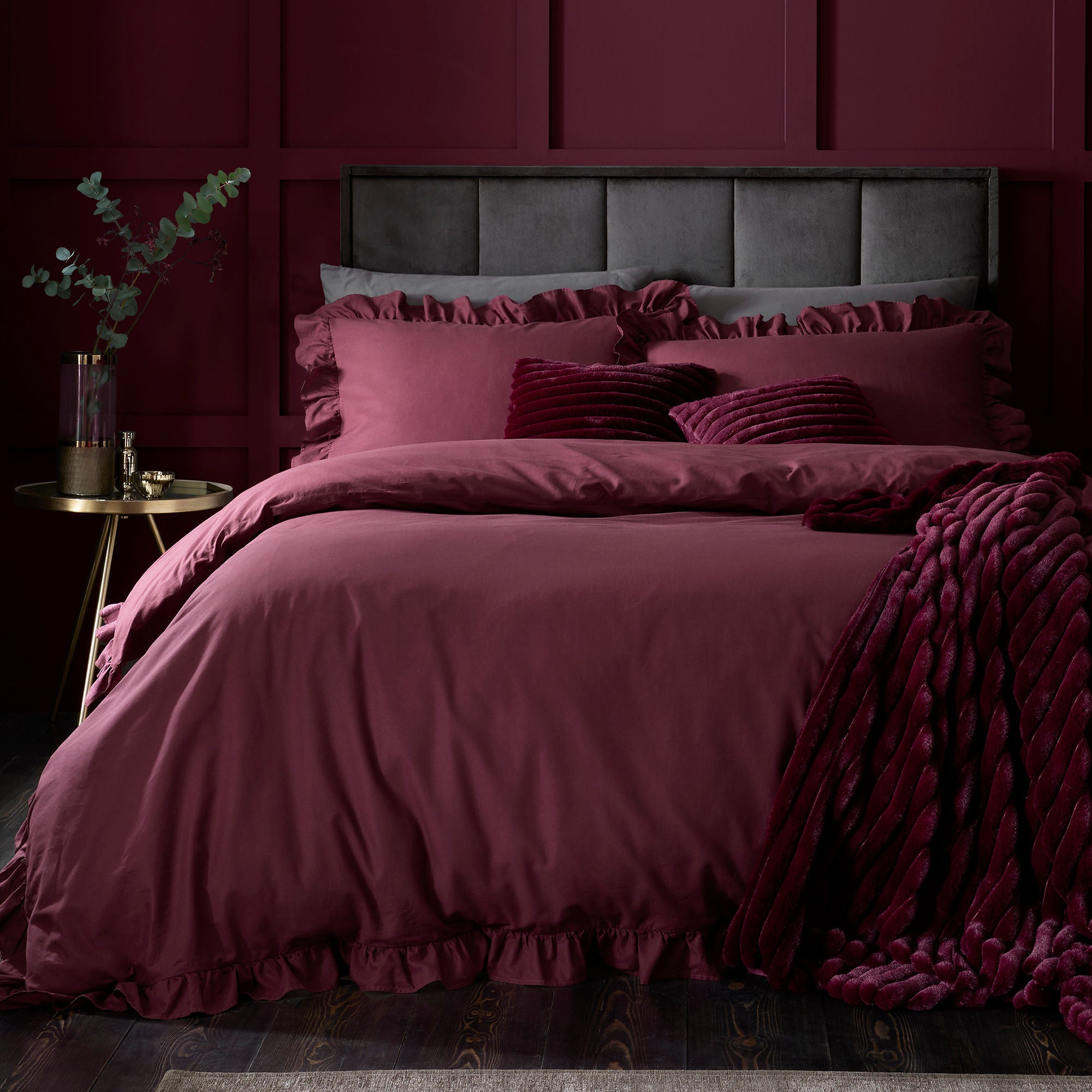 Cassia Frill Duvet Cover Set in Berry - Duvet Cover Set - Appletree