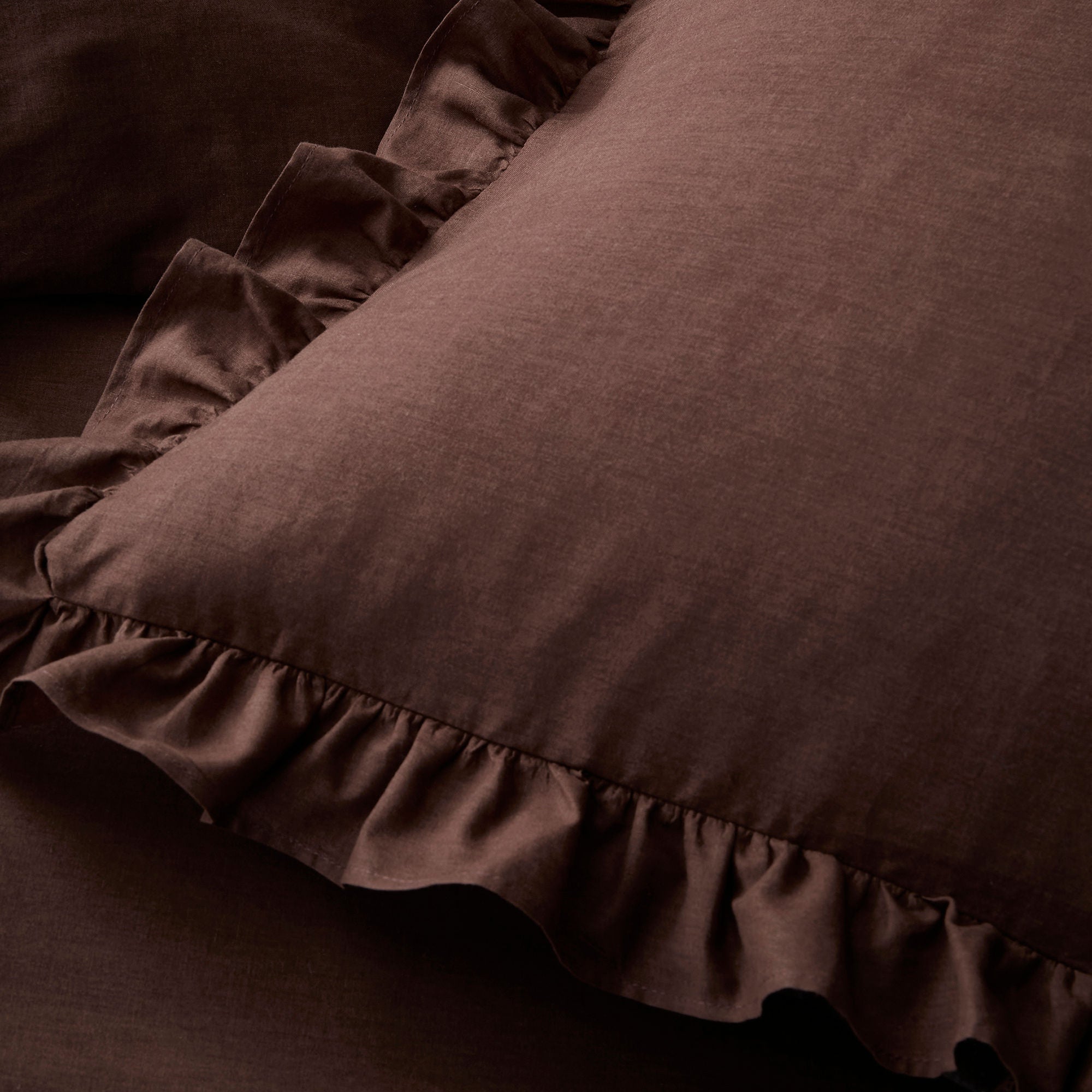 Cassia Frill Duvet Cover Set in Chocolate - Duvet Cover Set - Appletree Loft