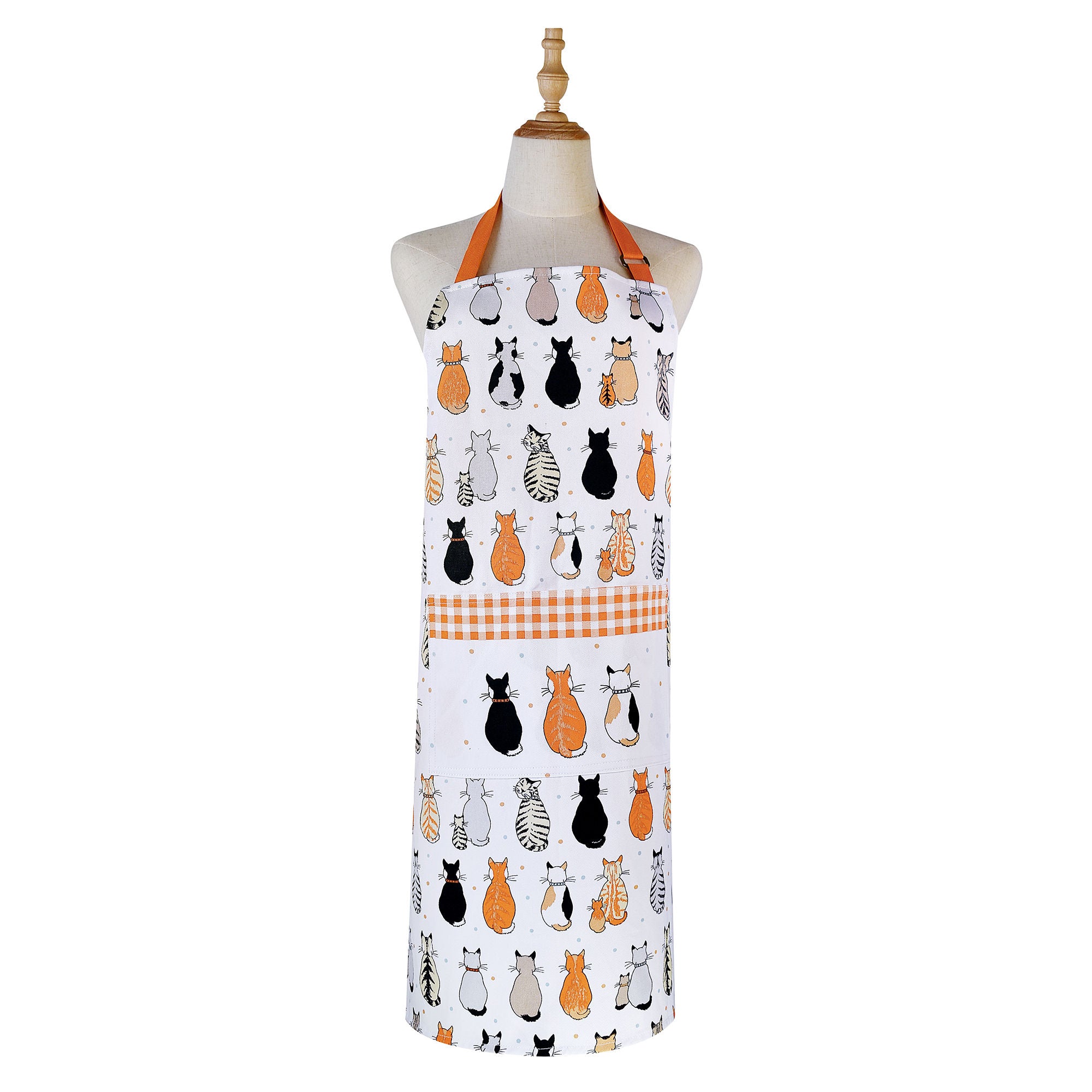 Cats In Waiting 2026 Cotton Apron in Orange - Apron - Ulster Weavers