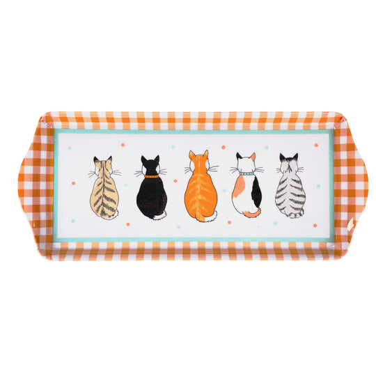 Cats In Waiting 2026 Small Serving Tray in Orange