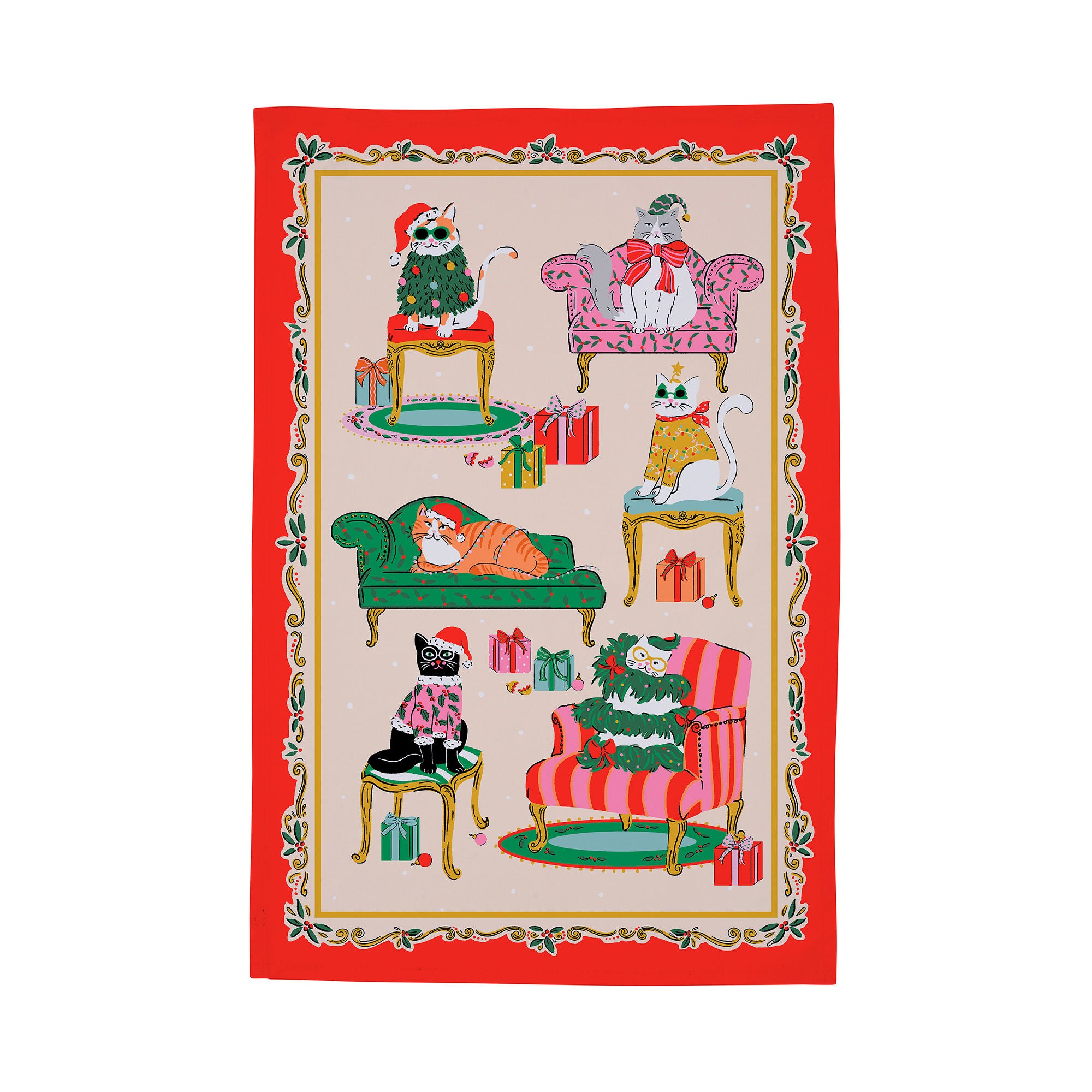 Ulster Weavers Christmas Cool Cats  Tea Towel - Cotton One Size in Multi - Tea Towel - Ulster Weavers