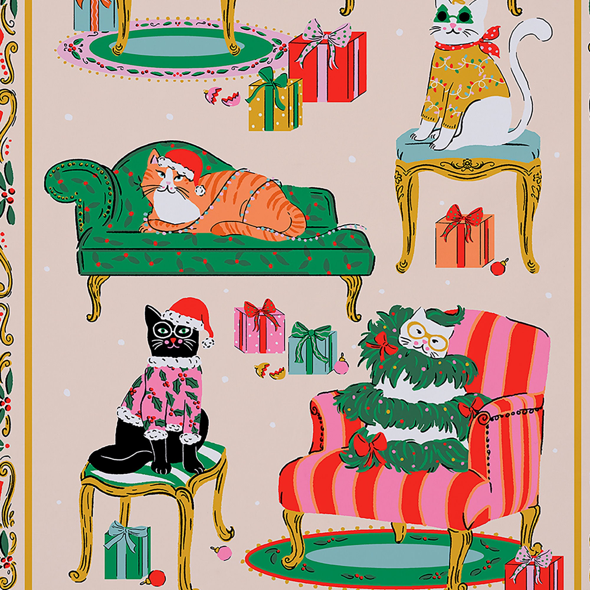 Ulster Weavers Christmas Cool Cats  Tea Towel - Cotton One Size in Multi - Tea Towel - Ulster Weavers