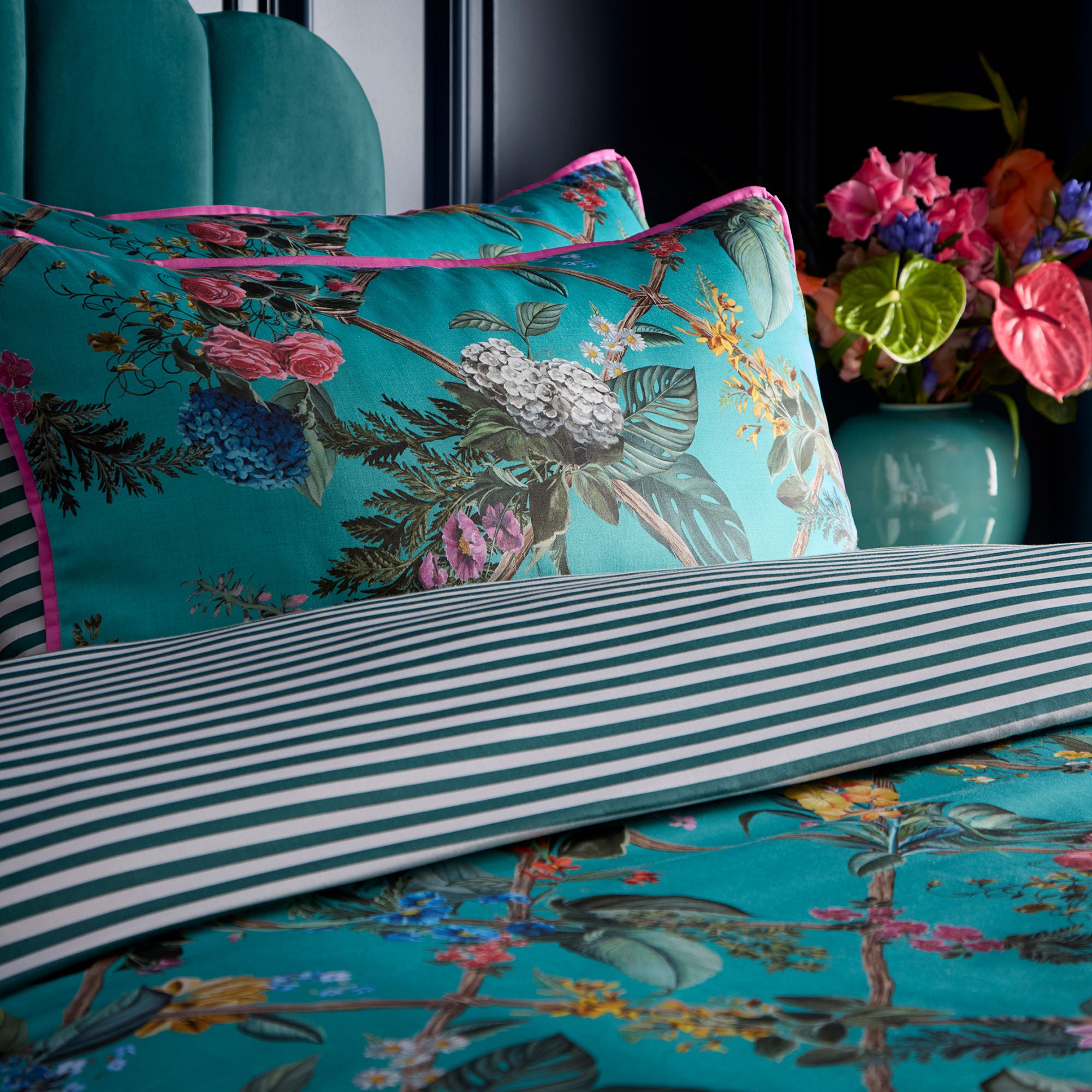 Cotswold Fantasia Duvet Cover Set by Laurence Llewelyn-Bowen in Teal - Duvet Cover Set - Laurence Llewelyn-Bowen