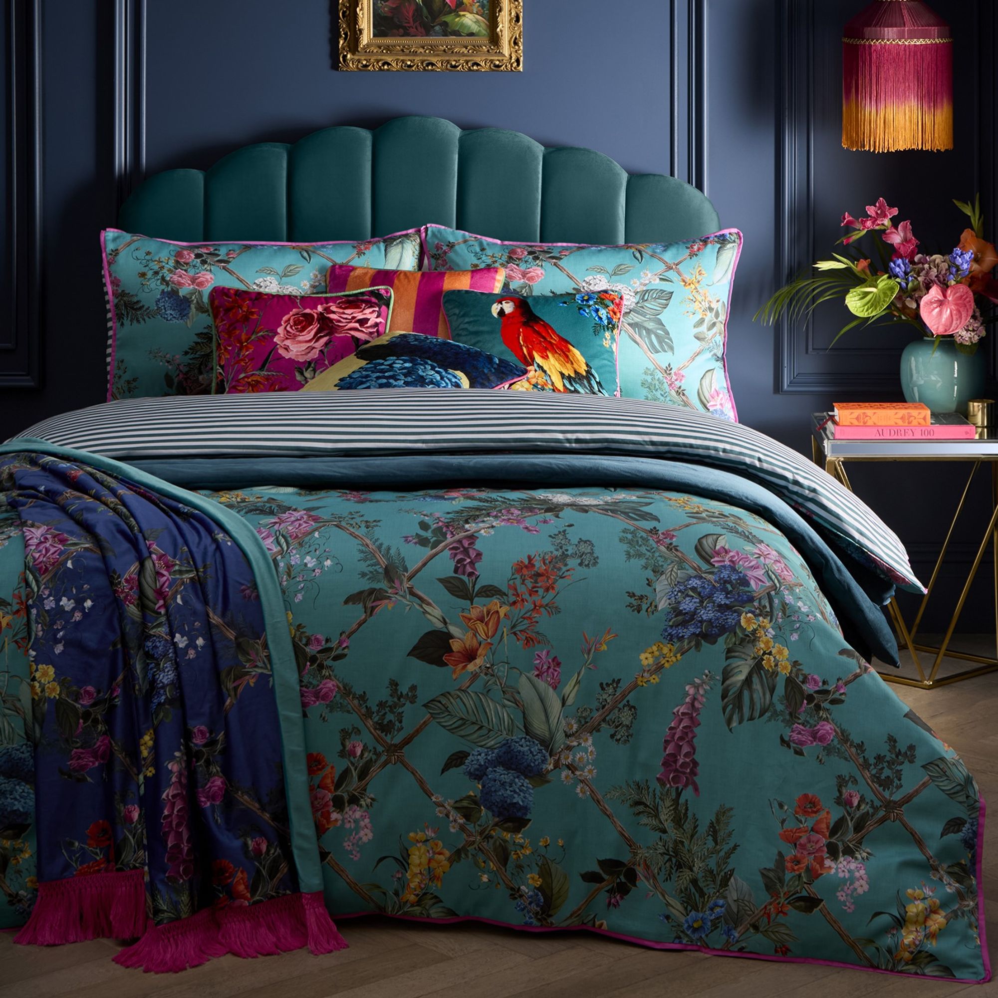Cotswold Fantasia 28cm Fitted Bed Sheet in Teal - 28cm Fitted Bed Sheet - Laurence Llewelyn-Bowen