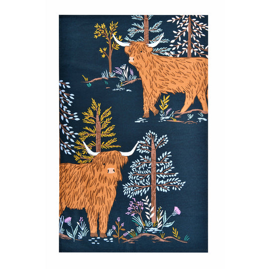 Connie the Cow Cotton Tea Towel in Navy