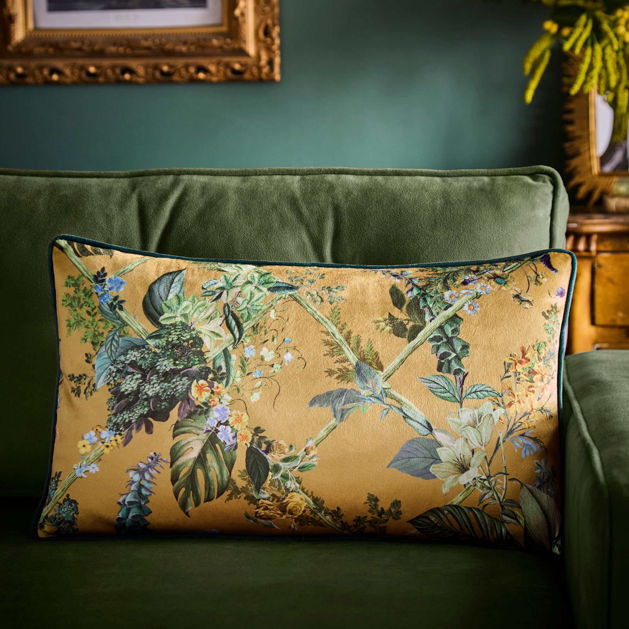Cotswold Fantasia Dawn Cushion in Gold 30 x 50cm - Cushion - Laurence Llewelyn-Bowen