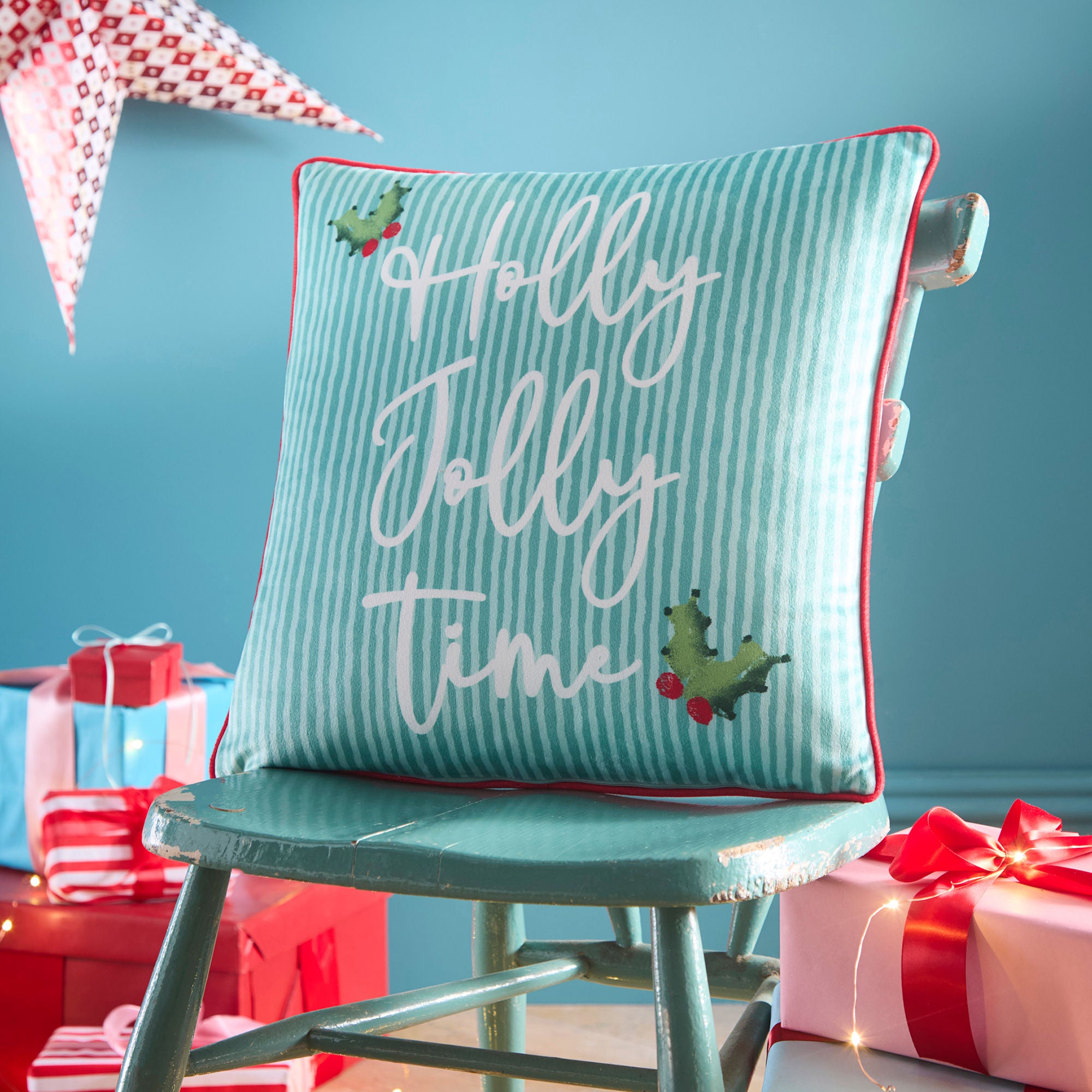 Christmas Vintage Frames Cushion in Red 43 x 43cm - Cushion - Fusion