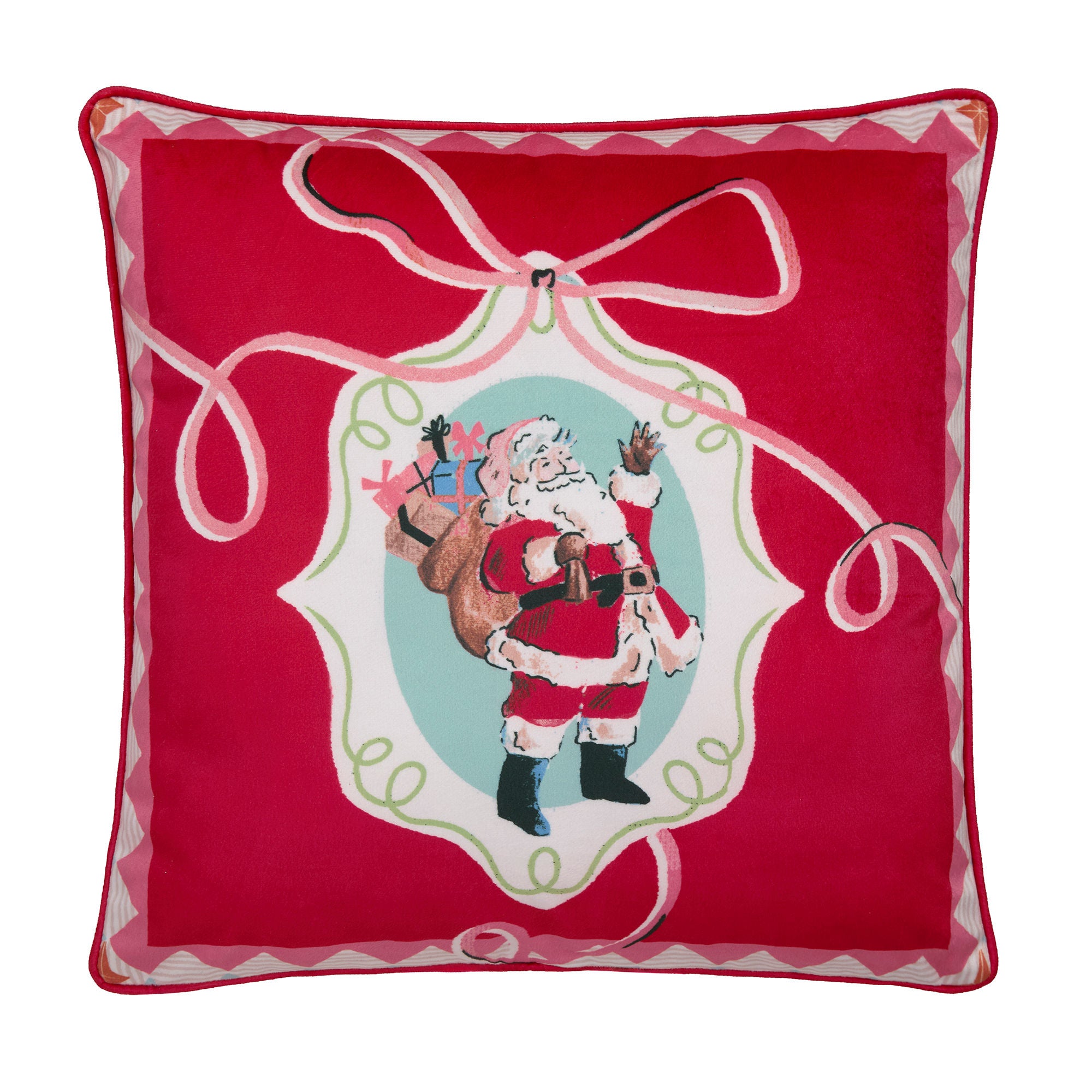 Christmas Vintage Frames Cushion in Red 43 x 43cm - Cushion - Fusion