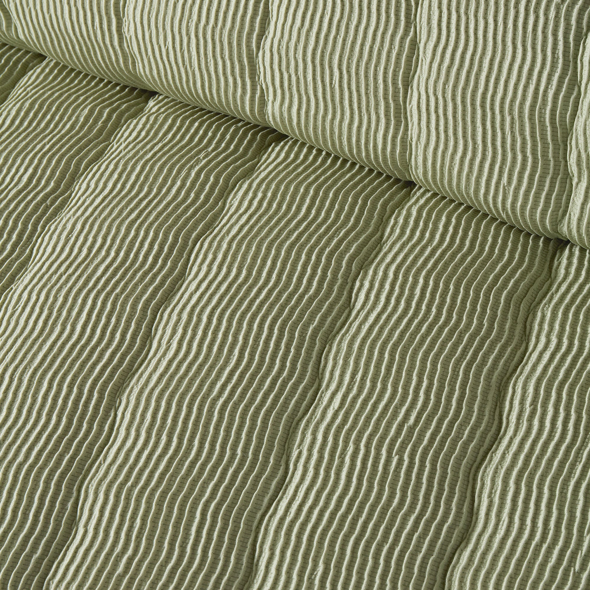 Crinkle Wave Duvet Cover Set in Green - Duvet Cover Set - Serene