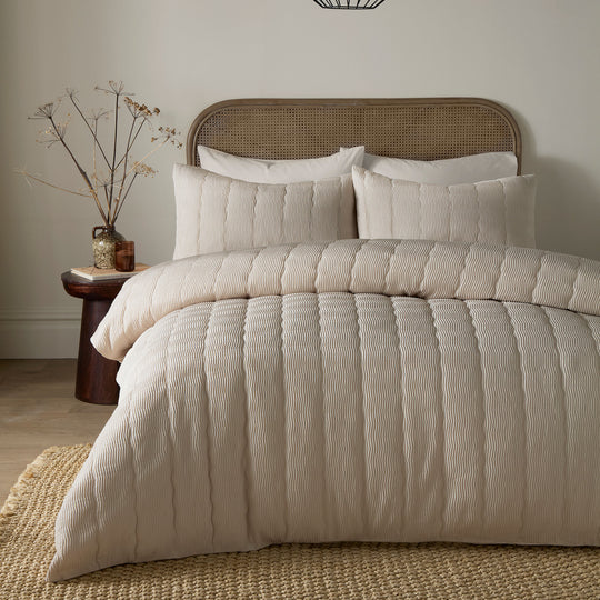 Crinkle Wave Duvet Cover Set in Natural