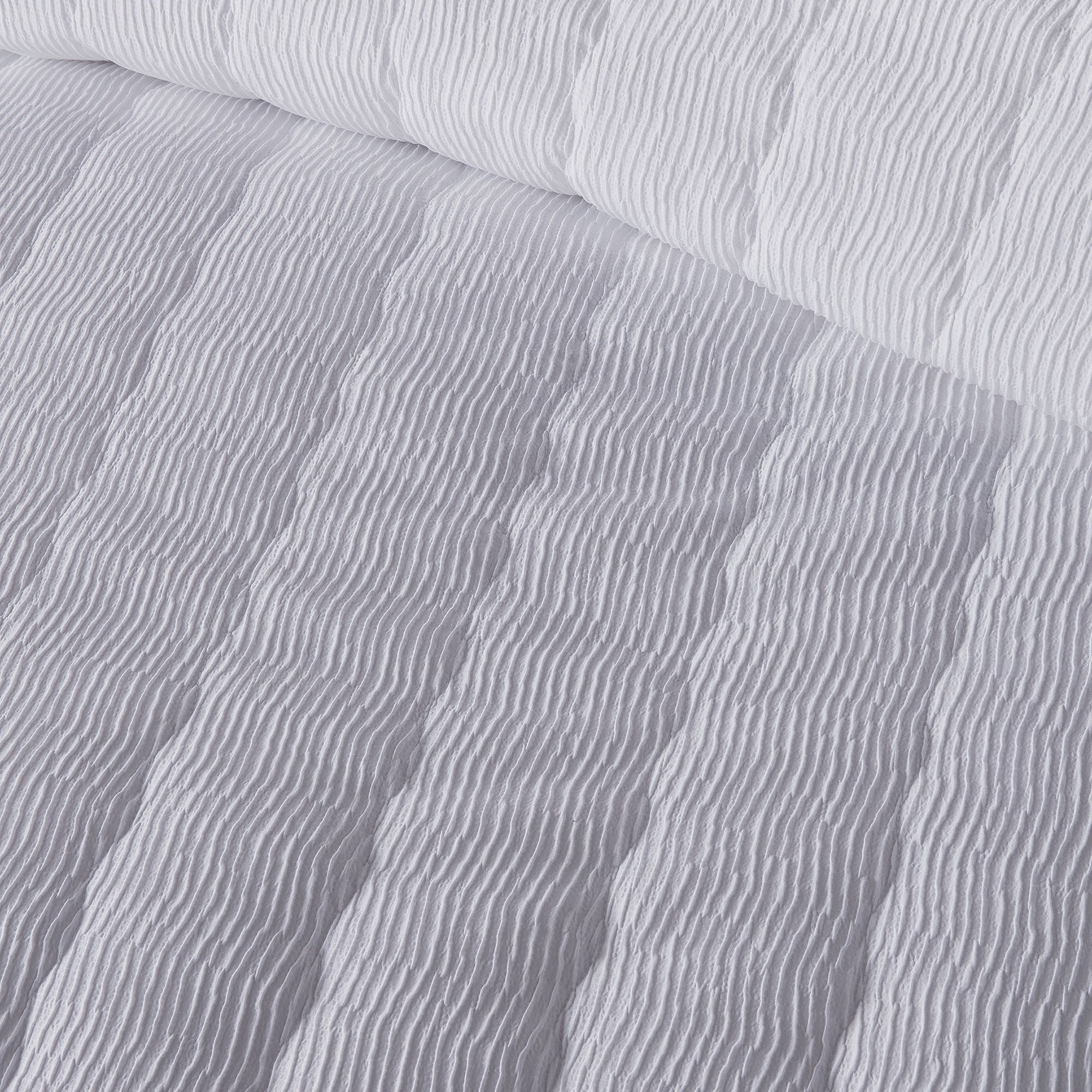 Crinkle Wave Duvet Cover Set in White - Duvet Cover Set - Serene