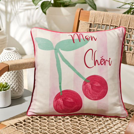 Cherry Cushion in Pink 43 x 43cm