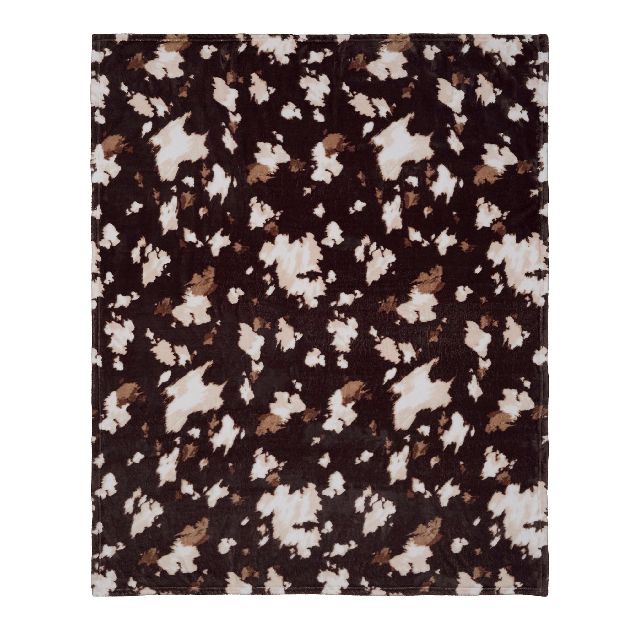 Cow Print Fleece Throw in Chocolate 120 x 150cm
