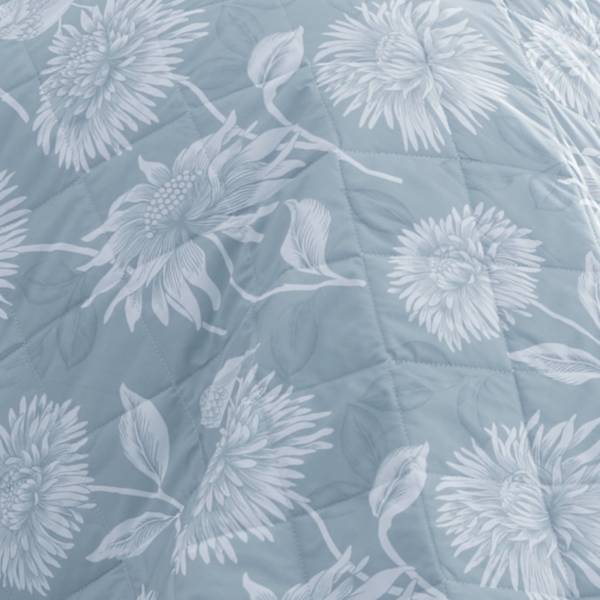 Chrysanthemum Bedspread by Dreams & Drapes Design in Blue 200cm X 230cm - Bedspread - Dreams & Drapes Design