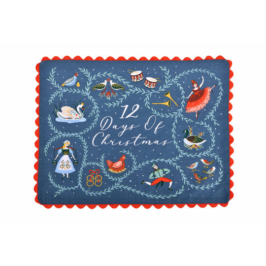 12 Days of Christmas Cotton Placemats 2 Pack in Blue