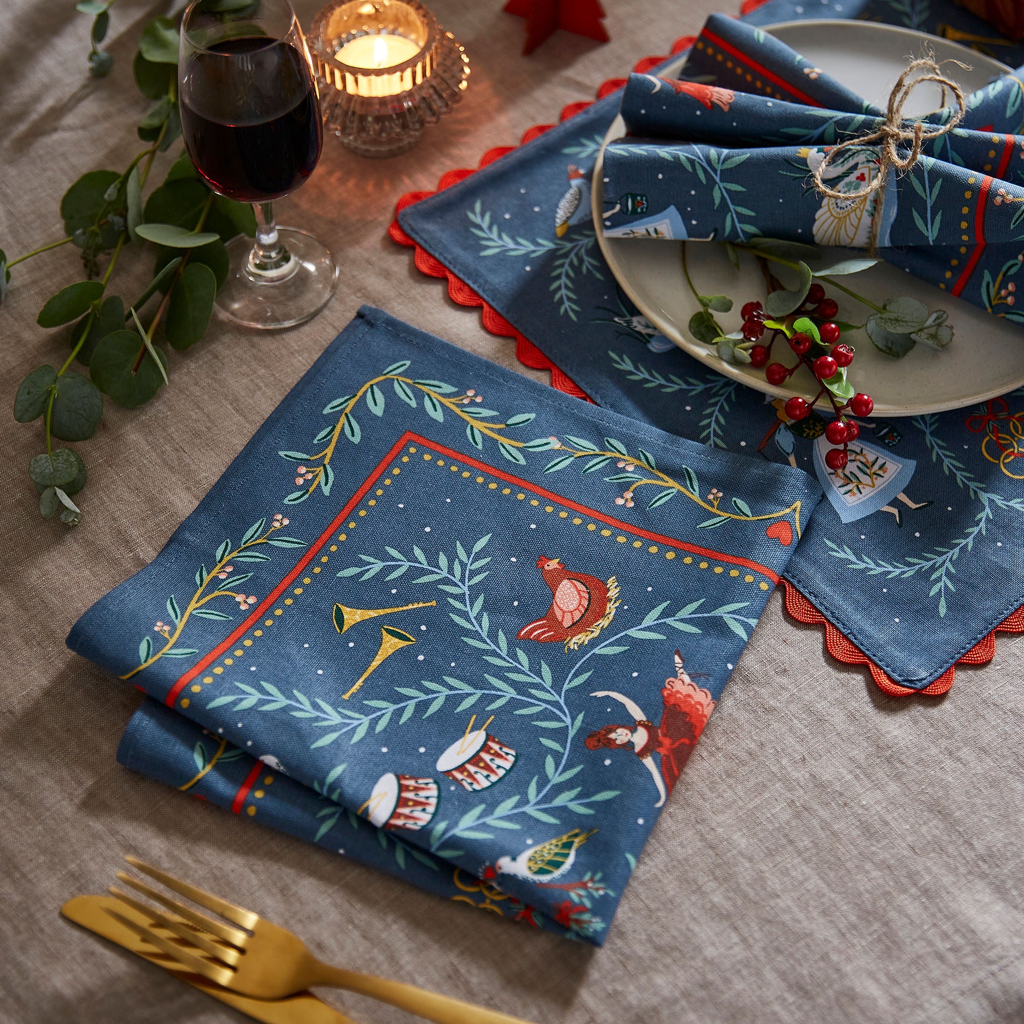Ulster Weavers 12 Days of Christmas Placemat - Cotton - 2 Pack One Size in Green - Placemat - Ulster Weavers