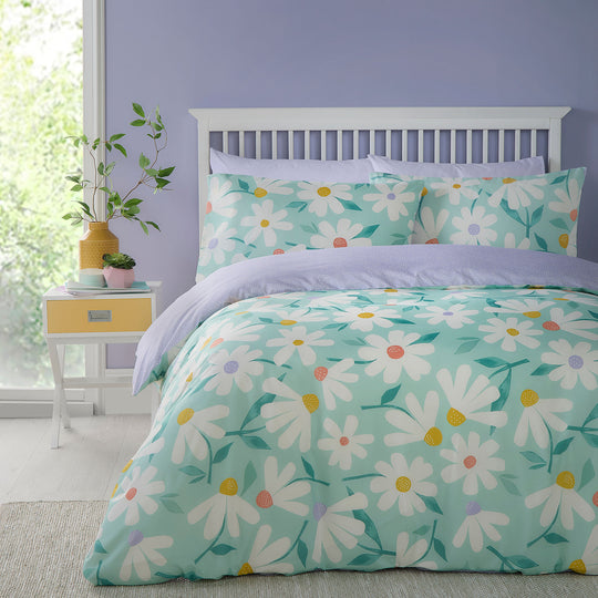 Daisy Duvet Cover Set in Duck Egg