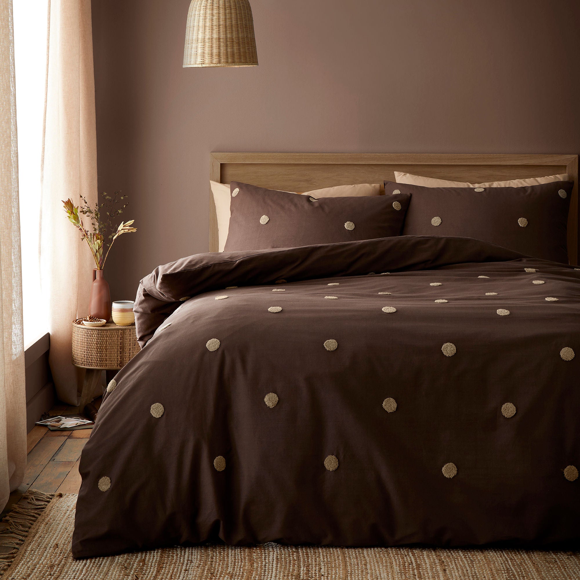 Dot Garden Duvet Cover Set in Chocolate - Duvet Cover Set - Appletree Boutique