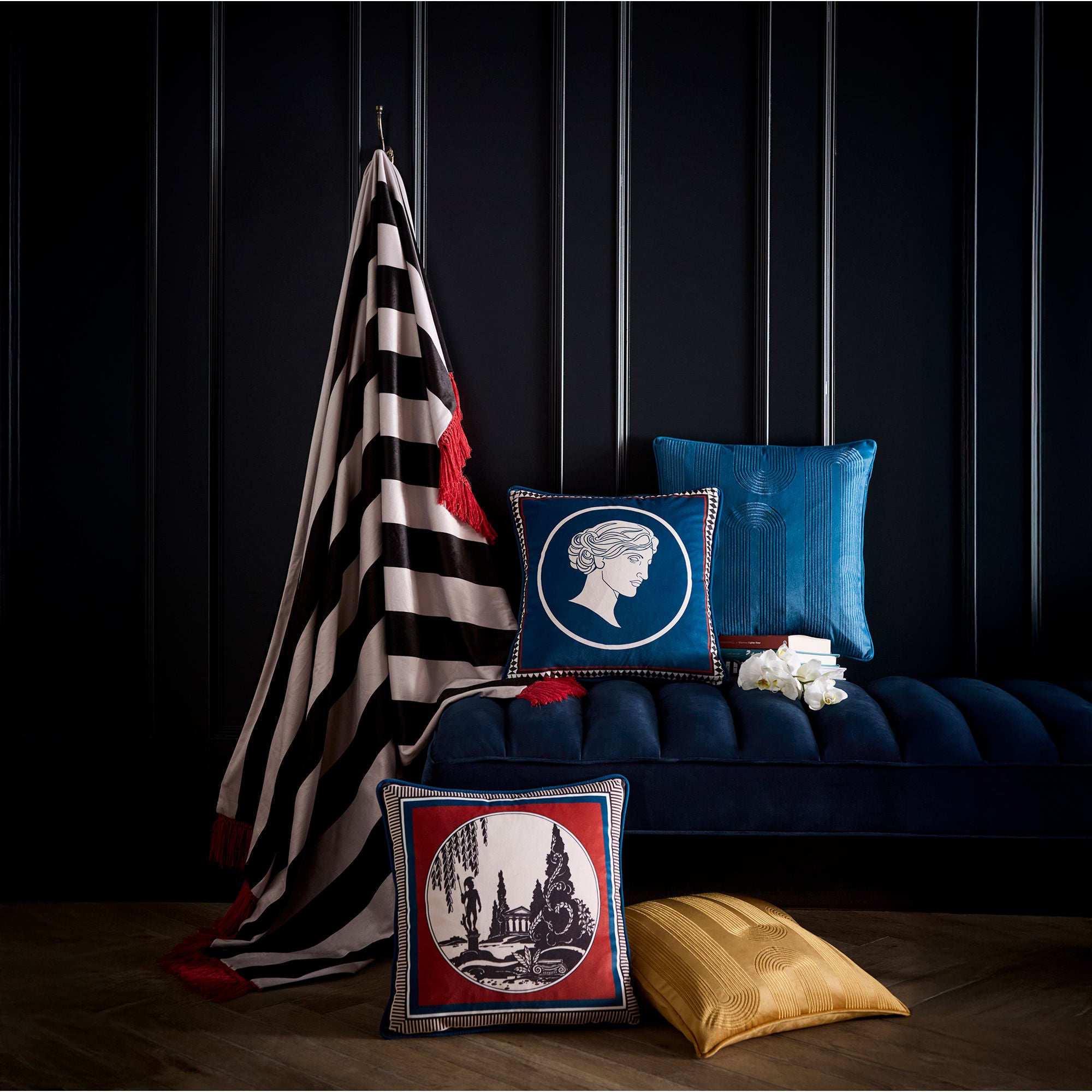 Diva Embroidery Cushion in Teal 43 x 43cm