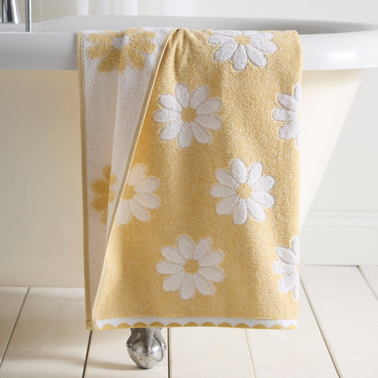 Daisy Floral Towels in Ochre