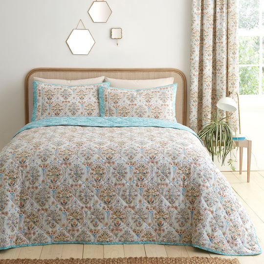 Edena Decorative Floral Bedspread in Natural 200cm X 230cm