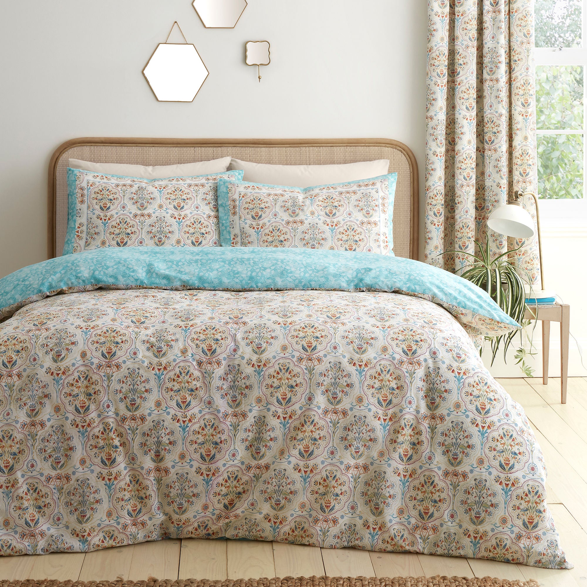 Edena Decorative Floral Duvet Cover Set in Natural - Duvet Cover Set - Dreams & Drapes