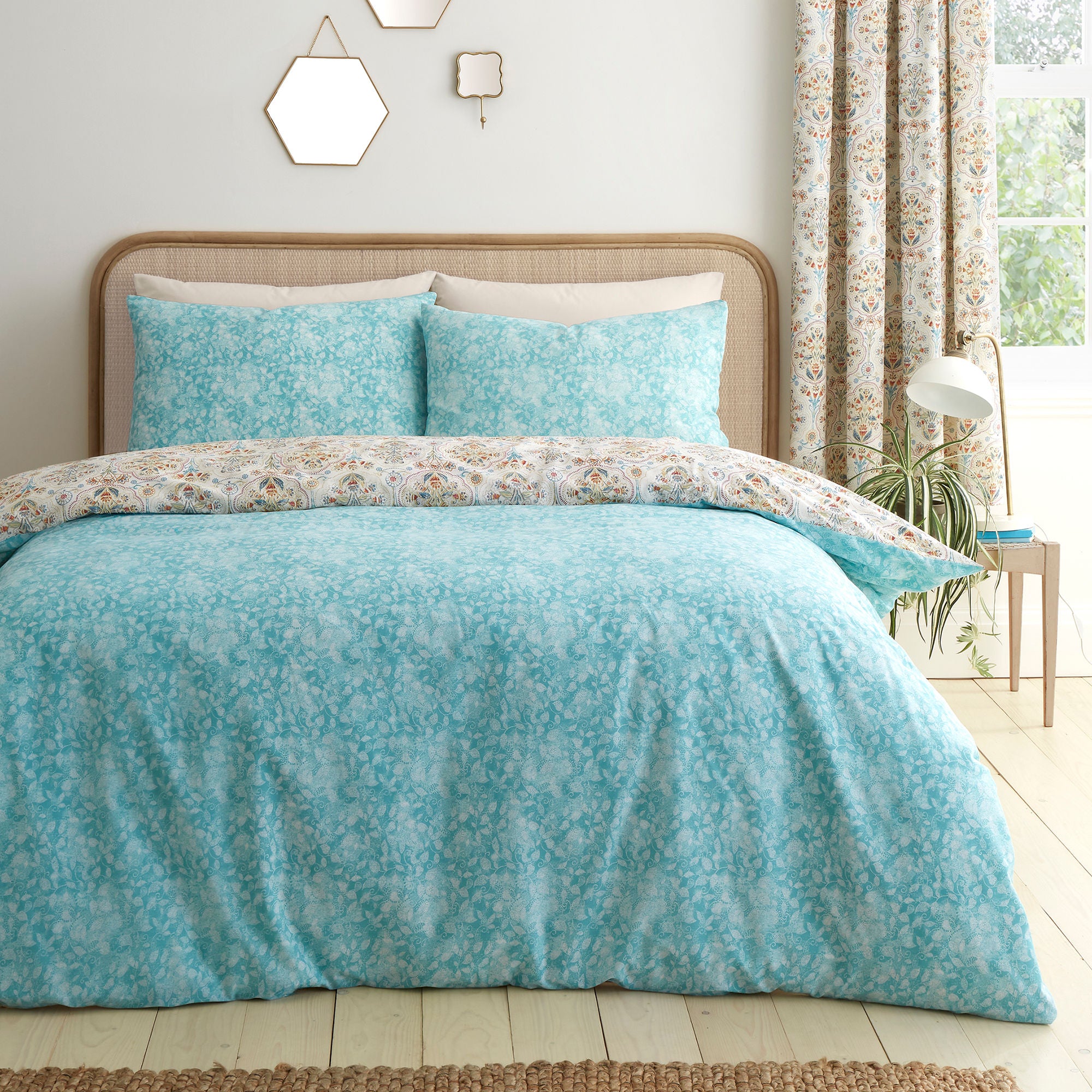 Edena Decorative Floral Duvet Cover Set in Natural - Duvet Cover Set - Dreams & Drapes