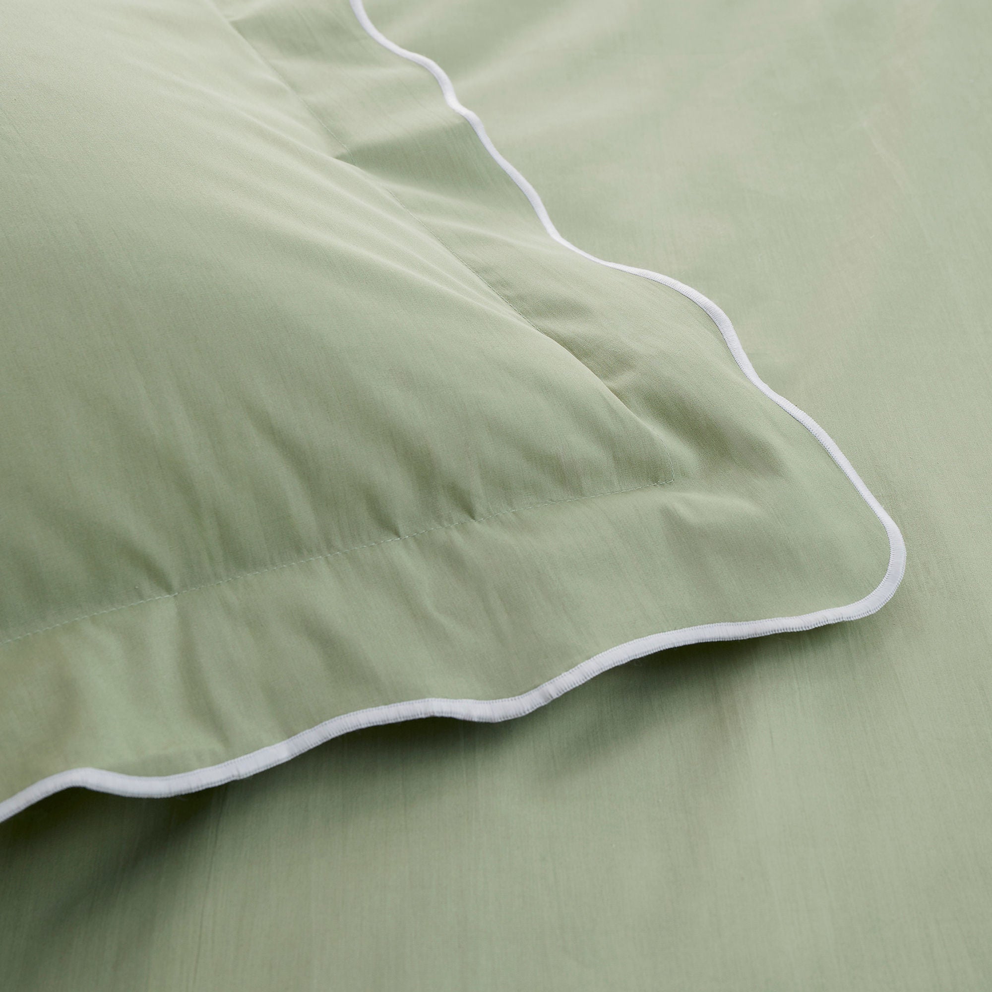 Scallop Edge Duvet Cover Set in Green - Duvet Cover Set - Appletree Boutique