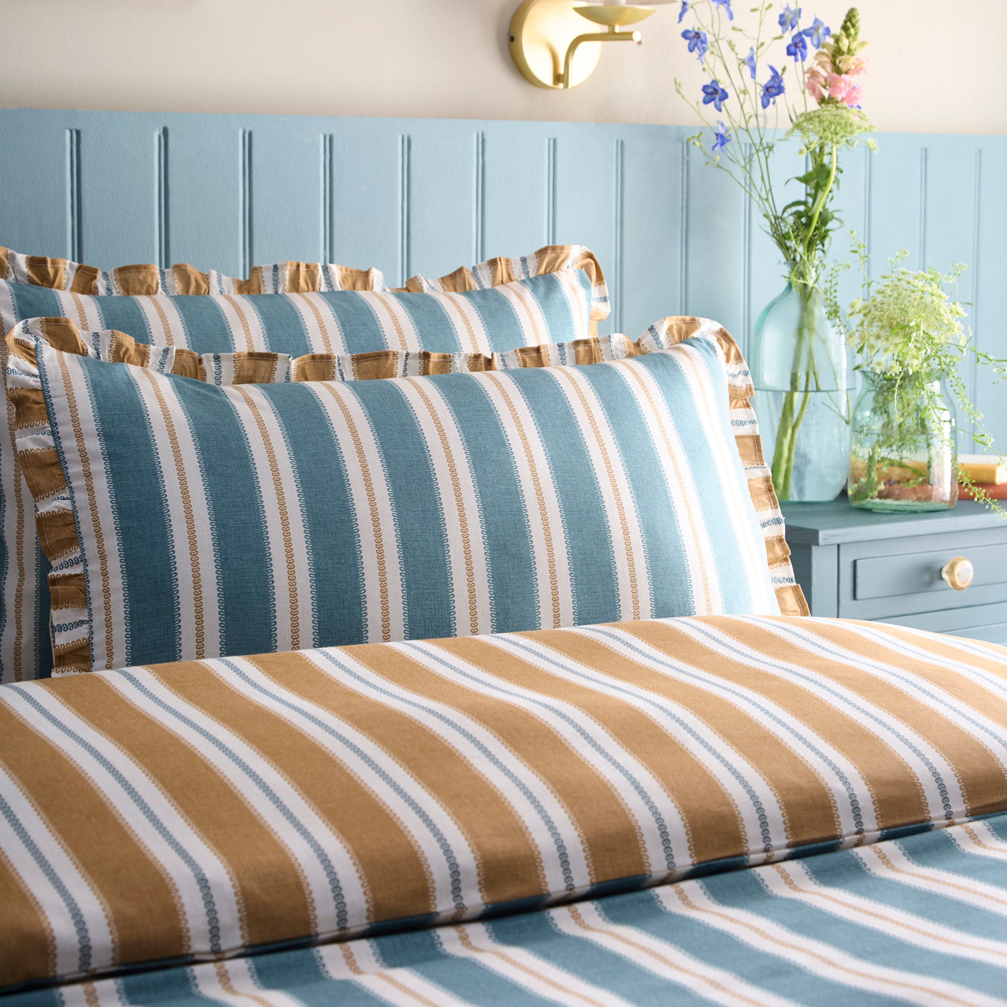 Eloise Stripe Duvet Cover Set in Teal - Duvet Cover Set - Appletree