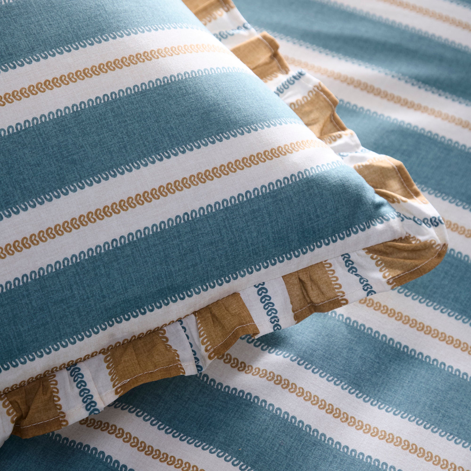 Eloise Stripe Duvet Cover Set in Teal - Duvet Cover Set - Appletree