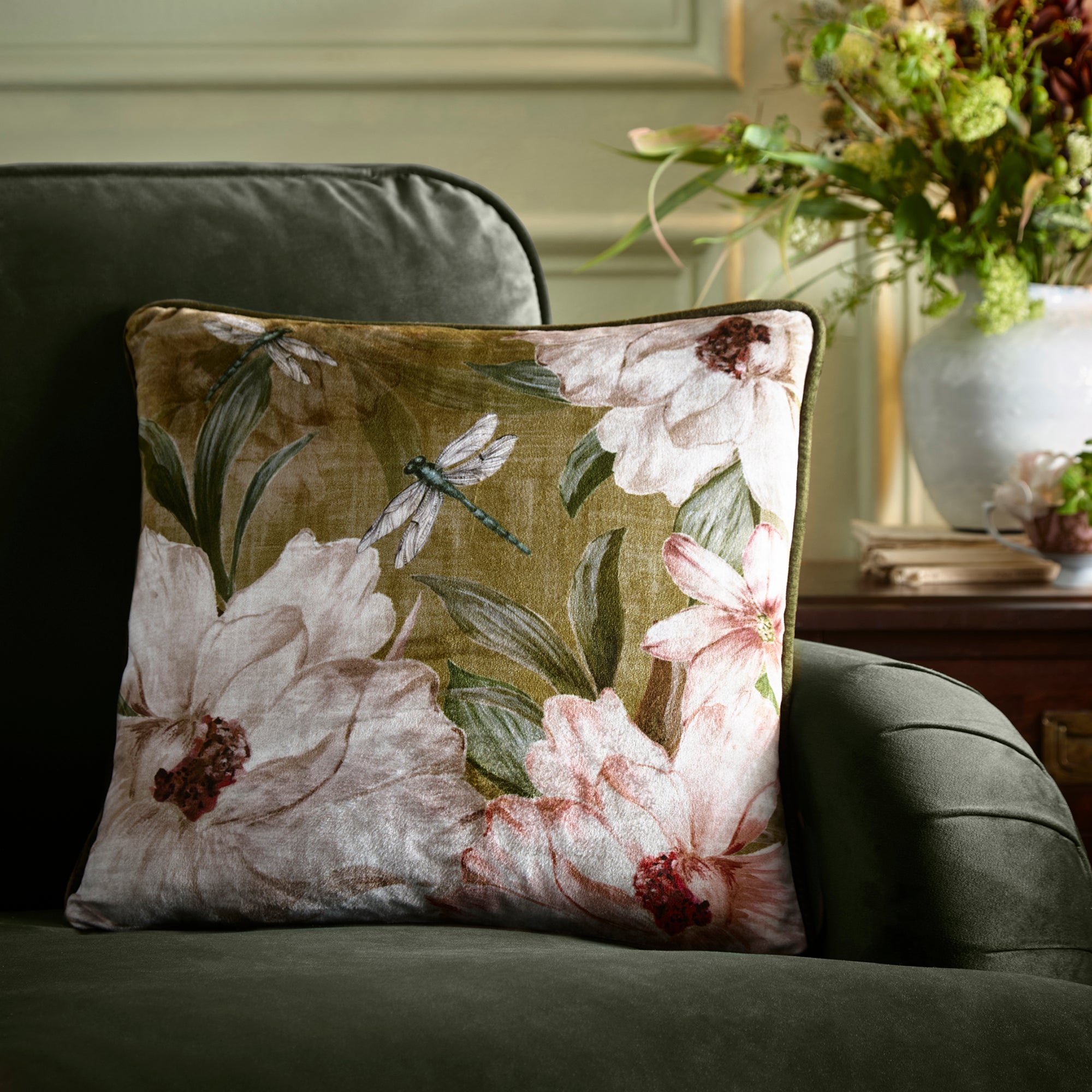 Fiorella Cushion in Olive 43 x 43cm - Cushion - Appletree