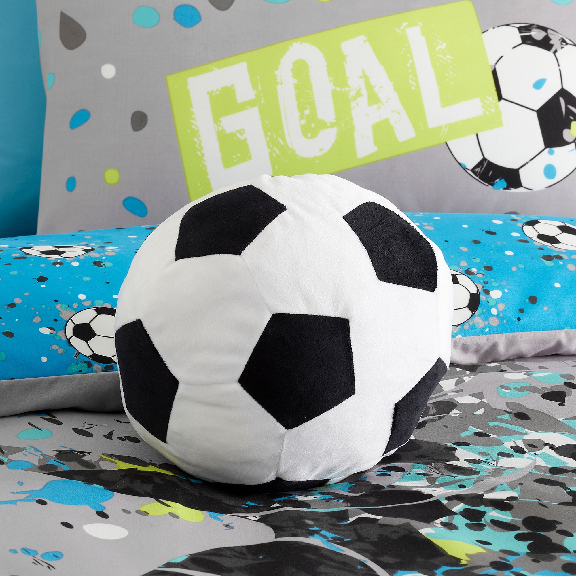 Football Shaped Cushion in Black - Shaped Cushion - Bedlam