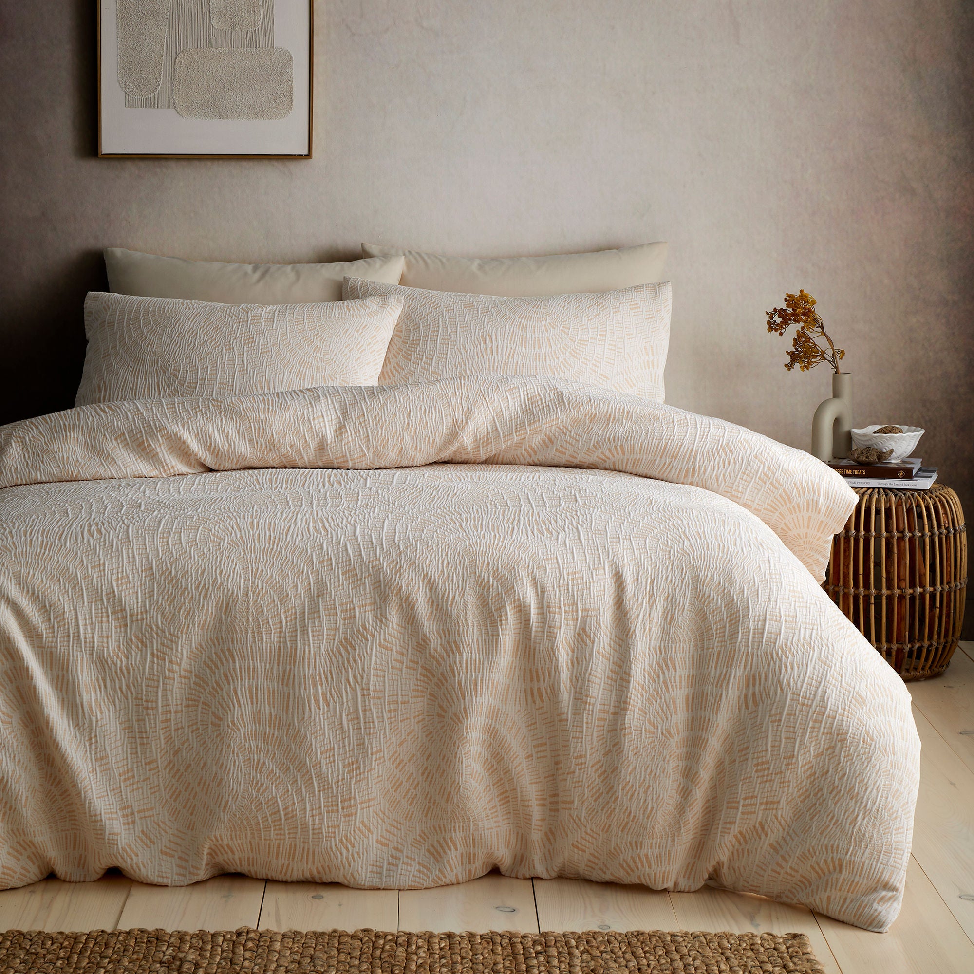 Fossil Jacquard Duvet Cover Set in Natural - Duvet Cover Set - Appletree