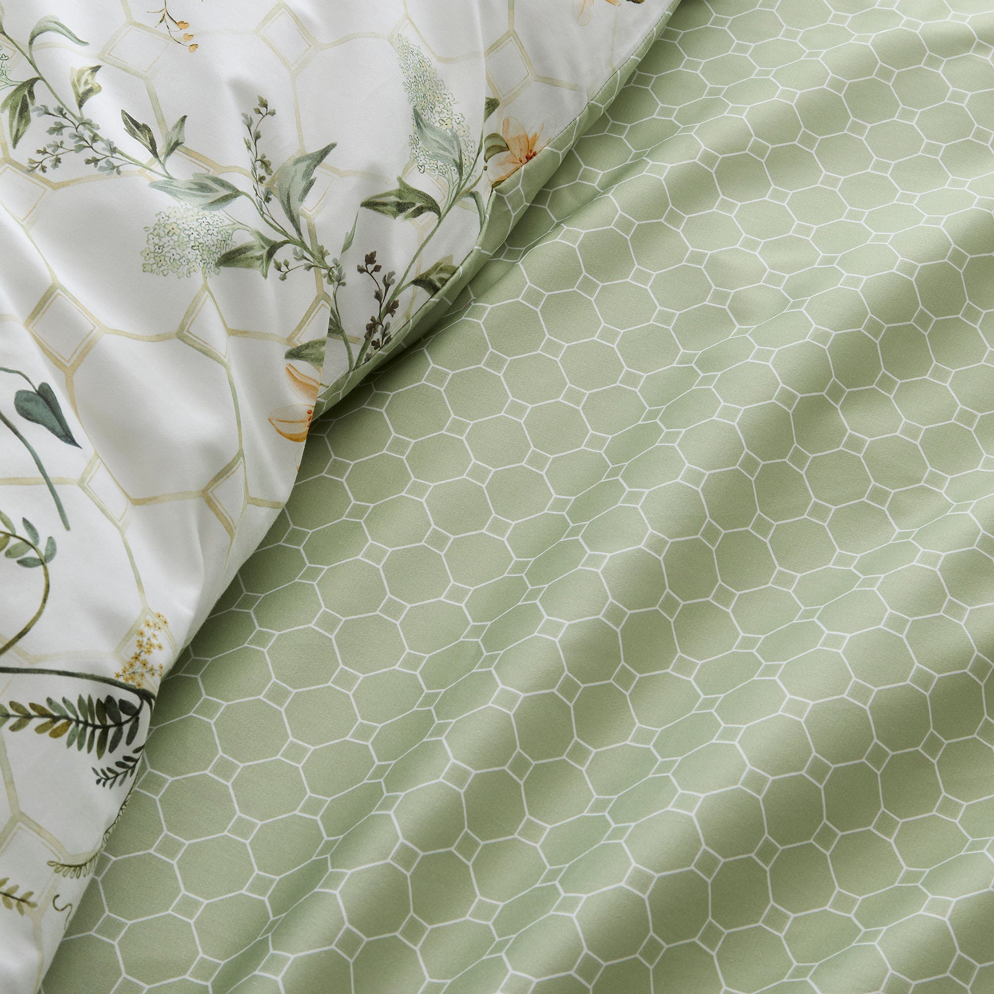 Floral Trellis Duvet Cover Set in Green - Duvet Cover Set - Appletree Heritage