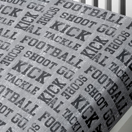 Football 25cm Deep Fitted Bed Sheet in Grey