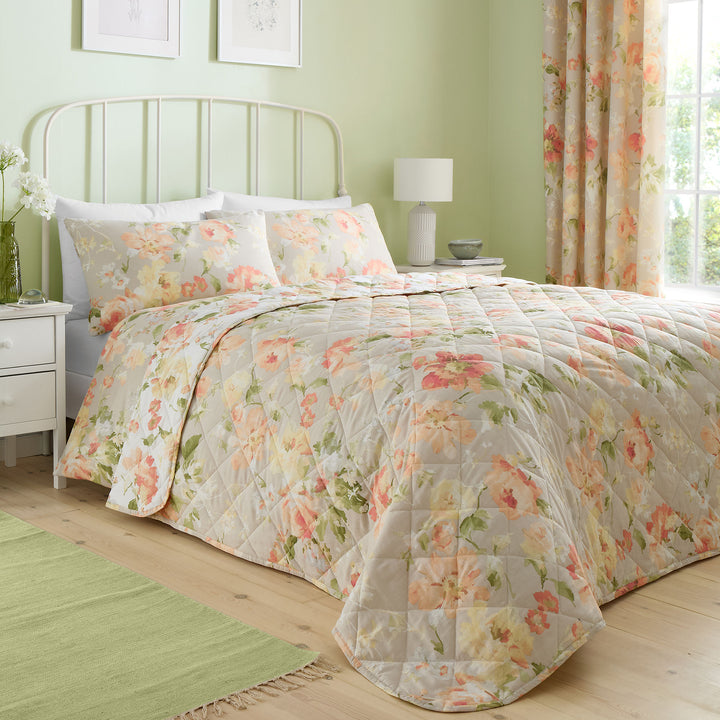 Flourette Bedspread by Dreams & Drapes Design in Natural 200cm X 230cm - Bedspread - Dreams & Drapes Design