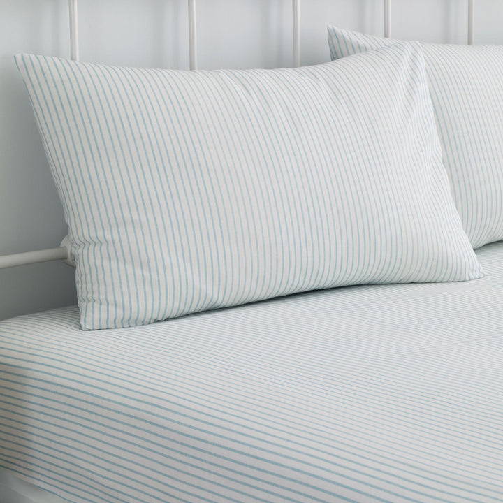 Finlay Stripe 28cm Fitted Bed Sheet Set by Dreams & Drapes Decorative in Blue - 28cm Fitted Bed Sheet Set - Dreams & Drapes Decorative