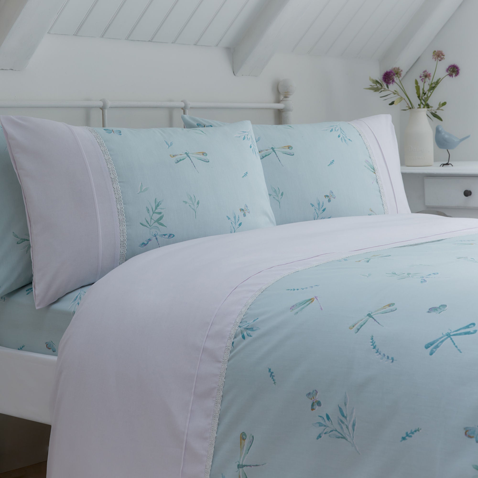 Fifi Duvet Cover Set by Dreams & Drapes Decorative in Duck Egg - Duvet Cover Set - Dreams & Drapes Decorative