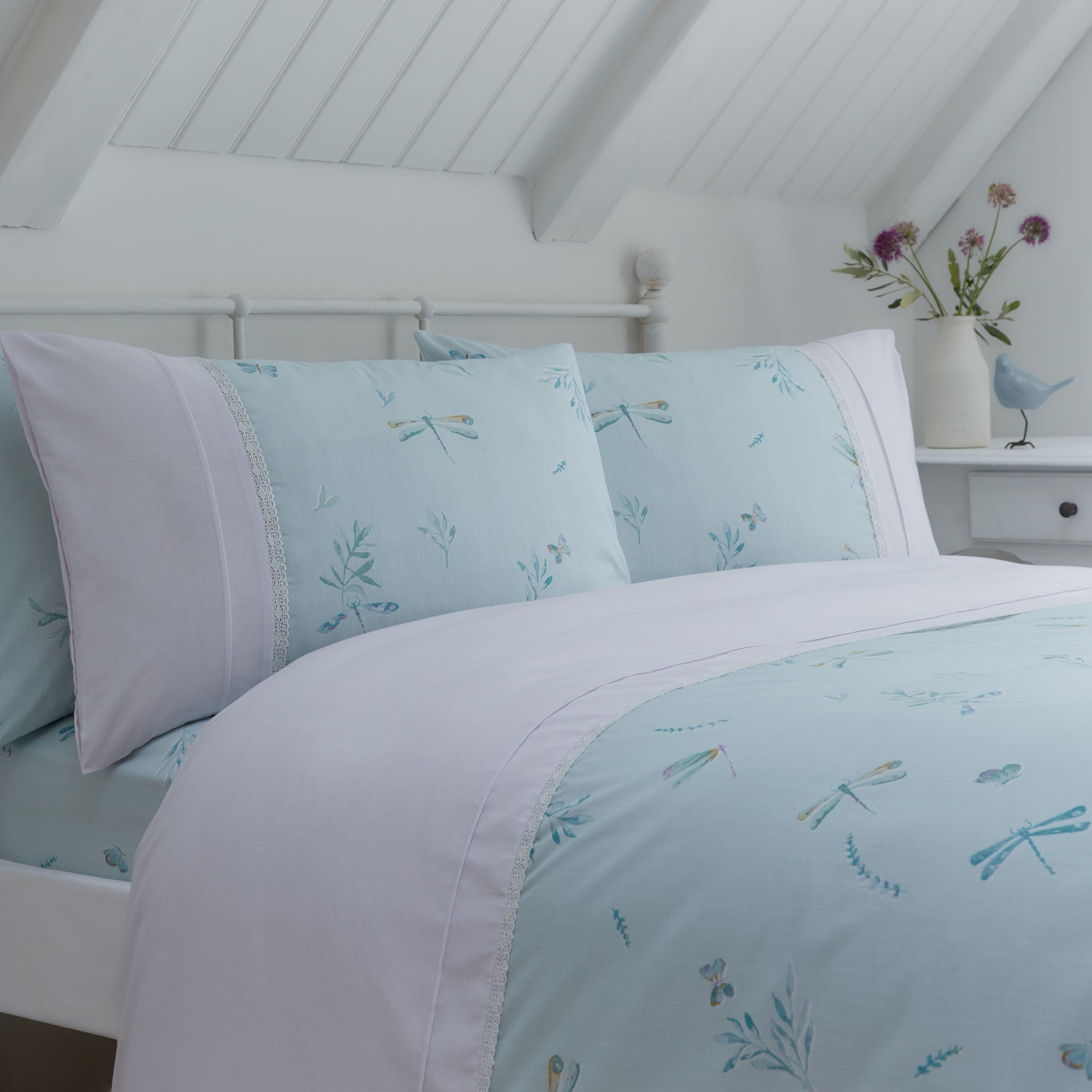 Fifi 28cm Fitted Bed Sheet Set by Dreams & Drapes Decorative in Duck Egg - 28cm Fitted Bed Sheet Set - Dreams & Drapes Decorative