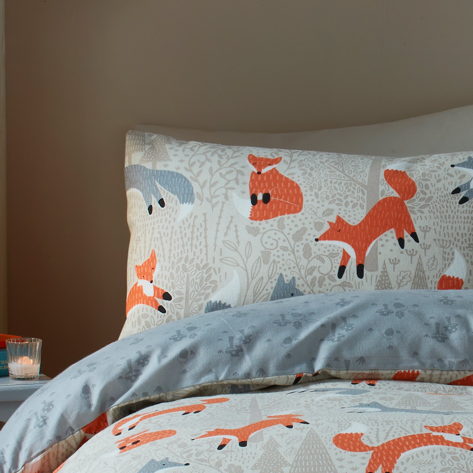 Foraging Fox Duvet Cover Set by Fusion Snug in Natural - Duvet Cover Set - Fusion Snug