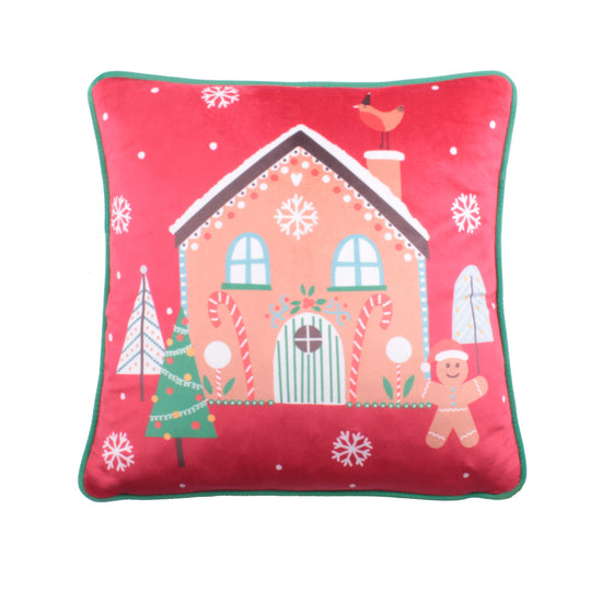 Gingerbread Man Christmas Cushion in Multicolour 43 x 43cm