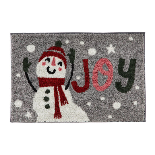 Snowman Christmas Bath Mat in Grey 50 x 80cm