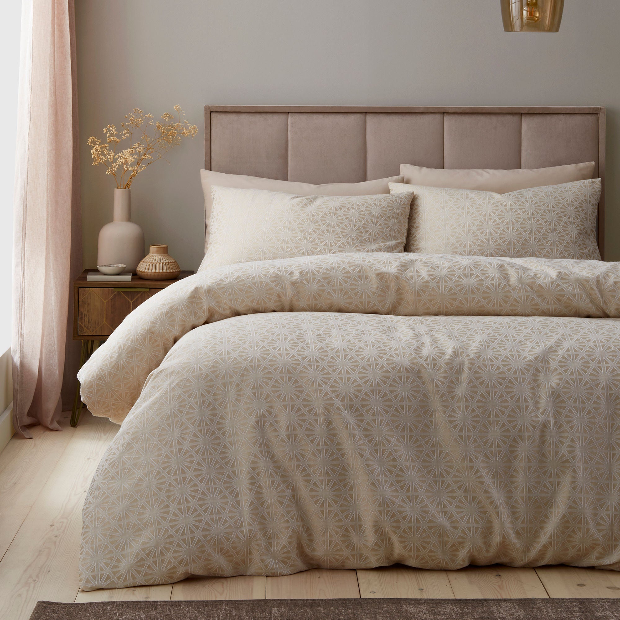 Geo Jacquard Duvet Cover Set in Natural - Duvet Cover Set - Appletree Style