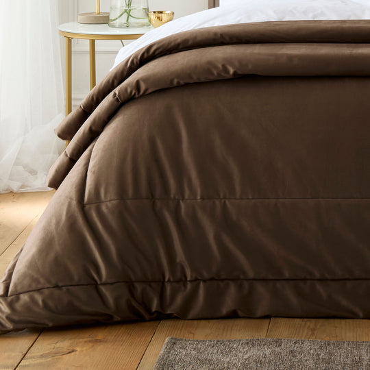 Harlan Velvet Bedspread in Chocolate 235 x 235cm