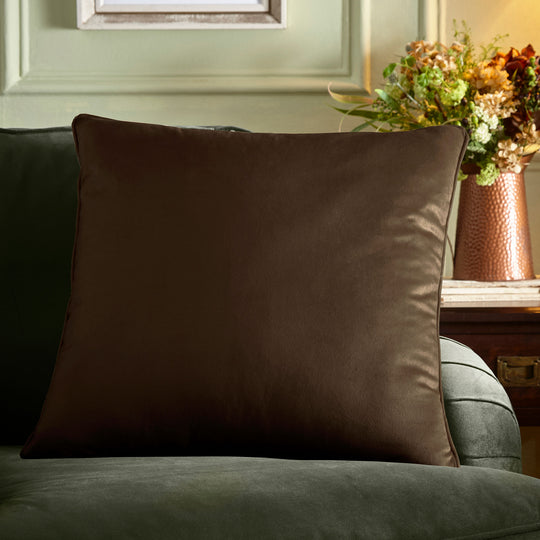 Harlan Velvet Cushion in Chocolate 55 x 55cm