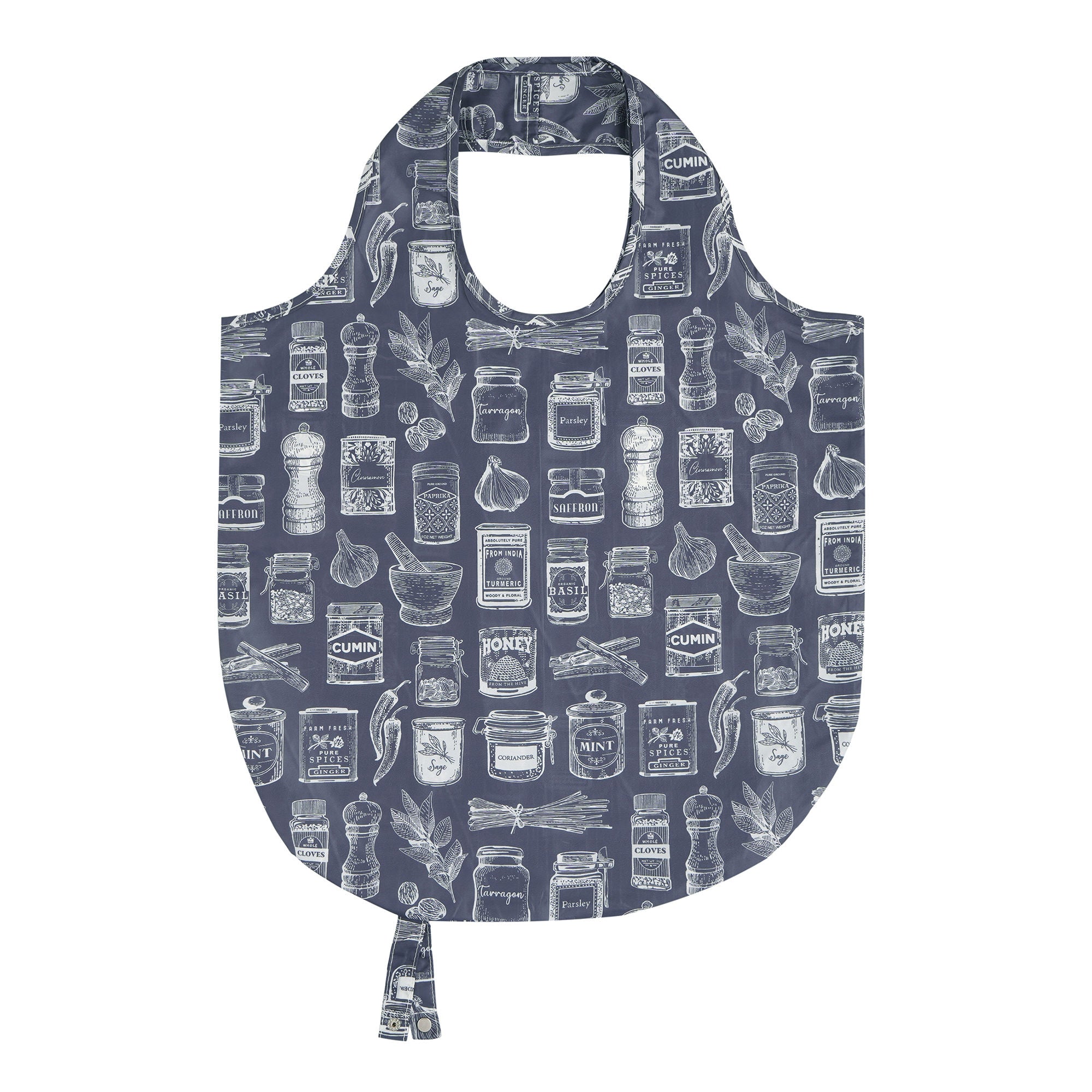 Ulster Weavers Herbs & Spices Foldable Tote Bag Medium in Grey - Roll-Up Bag - Ulster Weavers