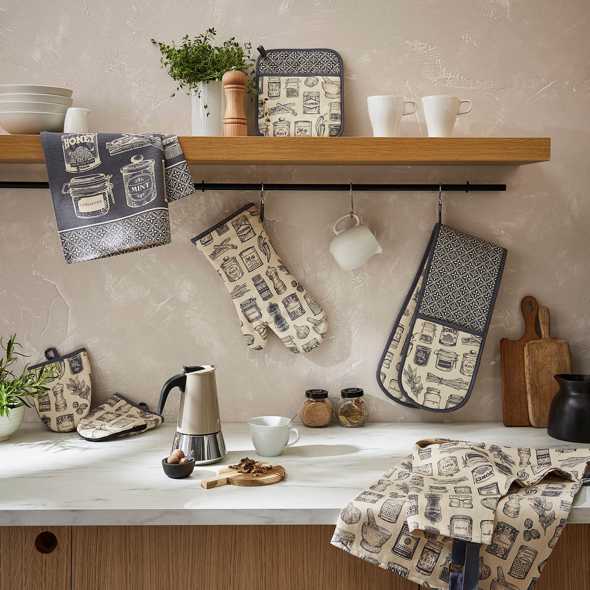 Ulster Weavers Herbs & Spices Tea Towel - Cotton One Size in Grey - Tea Towel - Ulster Weavers