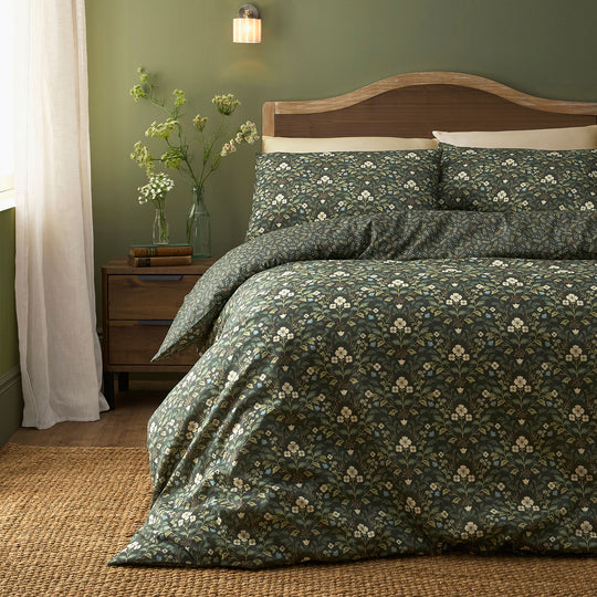 Heritage Floral Duvet Cover Set in Green