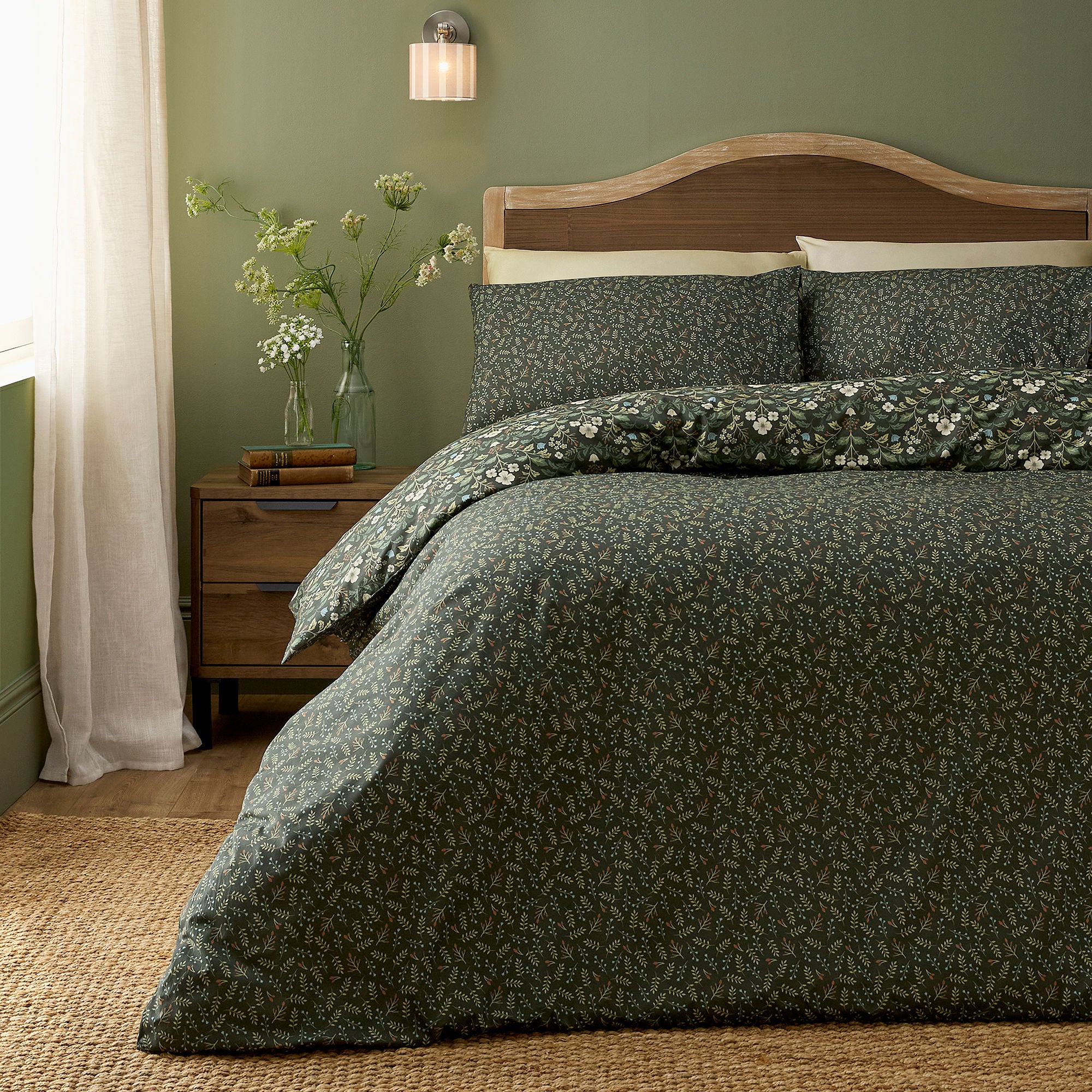 Heritage Floral Duvet Cover Set in Green - Duvet Cover Set - D & D Design